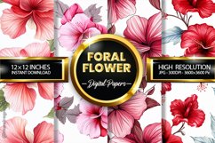 Foral Flower Digital Papers - 04 Variations Product Image 1