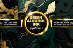 Green Alcohol Ink Digital Papers - 04 Variations Product Image 1