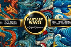 Fantasy Waves Digital Papers - 04 Variations Product Image 1