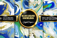 Blue Liquid Swirling Digital Papers - 04 Variations Product Image 1