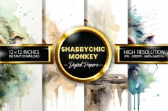 Shabbychic Monkey Digital Papers - 04 Variations Product Image 2