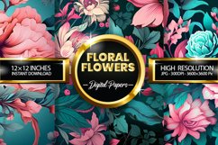 Floral Flowers Digital Papers - 04 Variations Product Image 1