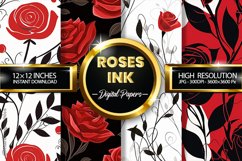 Roses Ink Digital Papers - 04 Variations Product Image 2