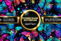Stained Glass Butterflies Digital Papers - 04 Variations Product Image 1