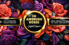 3D Airbrush Roses Digital Papers - 04 Variations Product Image 1