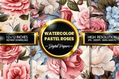 Watercolor Pastel Rose Digital Papers - 04 Variations Product Image 1