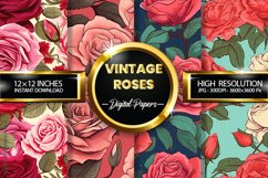 Vintage Rose Digital Papers - 04 Variations Product Image 1
