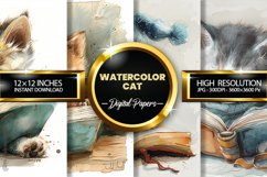 Watercolor Cat Digital Papers - 04 Variations Product Image 1