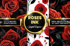 Roses Ink Digital Papers - 03 Variations Product Image 1
