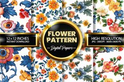 Flower Pattern Digital Papers - 04 Variations Product Image 1