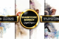 Shabbychic Monkey Digital Papers - 04 Variations Product Image 2