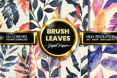 Brush Leaves Digital Papers - 04 Variations Product Image 1
