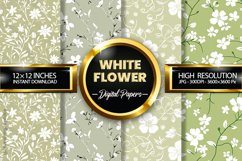 White Flowers Digital Paper - 04 Variations Product Image 1