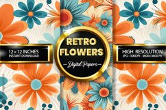 Retro Flowers Digital Papers - 03 Variations Product Image 1