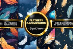 Feather Background Digital Papers - 04 Variations Product Image 1