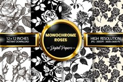 Monochrome Roses Digital Papers - 04 Variations Product Image 1