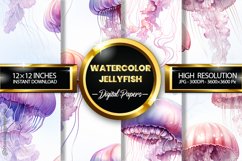 Watercolor Jellyfish Digital Papers - 04 Variations Product Image 1