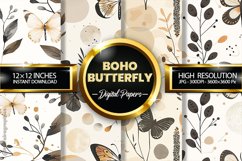 Boho Butterfly Digital Papers - 04 Variations Product Image 1
