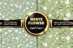 White Flowers Digital Paper - 02 Variations Product Image 1