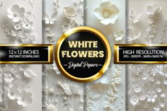 White Flowers Digital Papers - 04 Variations Product Image 1