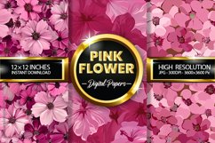 Pink Flower Digital Papers - 03 variations Product Image 1