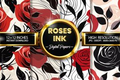 Roses Ink Digital Papers - 04 Variations Product Image 2