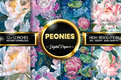 Peonies Digital Papers - 04 variations Product Image 1
