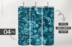 Blue Floral Embosed Digital Papers - 04 Variations Product Image 2