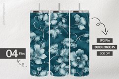 Blue Floral Embosed Digital Papers - 04 Variations Product Image 2