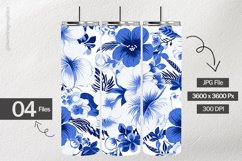 Floral Ink Blue Digital Papers - 04 Variations Product Image 2