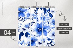 Floral Ink Blue Digital Papers - 04 Variations Product Image 2
