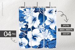 Floral Ink Blue Digital Papers - 04 Variations Product Image 2