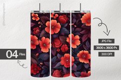 Maroon Floral Digital Papers - 04 Variations Product Image 2