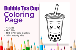 Bubble Tea Cup Coloring Page Product Image 1