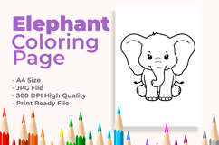 Cute Elephant Coloring Page Product Image 1