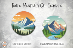 Retro Mountain Car Coasters | Sublimation Designs Product Image 1