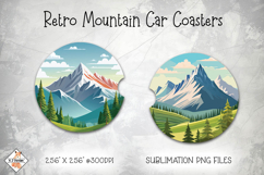 Retro Mountain Car Coasters | Sublimation Designs Product Image 1