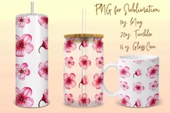 Sakura flowers, tumbler, mug, libbey can sublimation png Product Image 1