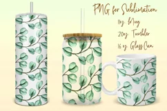 Eucalyptus, tumbler, mug, libbey can sublimation png Product Image 1