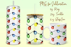 Christmas lights, tumbler, mug, libbey can sublimation png Product Image 1