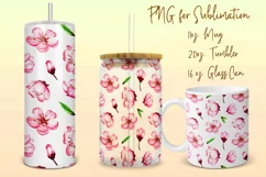 Sakura flowers, tumbler, mug, libbey can sublimation png Product Image 1