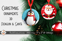 Penguin &amp; Santa 3D Christmas Cookie Ornaments Product Image 1