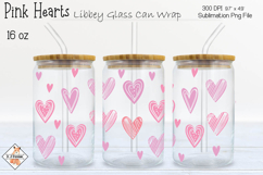Libbey Pink Hearts Glass Can Wrap Sublimation Design Product Image 1