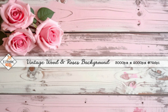 Vintage Wood &amp; Roses Background Product Image 1