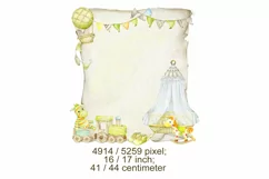Eco Toys Clipart Boho Baby Birthday invitation Watercolor cl Product Image 3