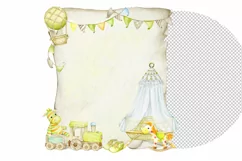 Eco Toys Clipart Boho Baby Birthday invitation Watercolor cl Product Image 4
