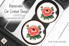 Ranunculus Car Coaster Design Sublimation Product Image 1