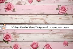 Vintage Wood &amp; Roses Background Product Image 1