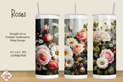 Roses &amp; Daisies Tumbler Sublimation Wrap Product Image 1