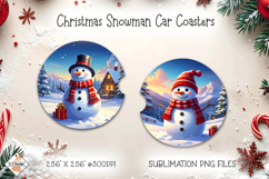 Christmas Snowman Car Coasters | Sublimation Designs Product Image 1